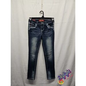 Seven 7 Women's Blue Ankle Denim Jeans Mid Rise Junior Size 14 27 X 28